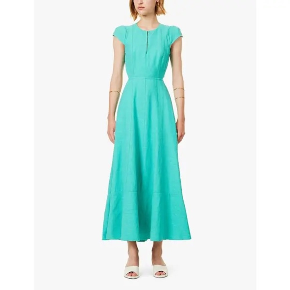 ME+EM NWOT Cotton Pop Woven Floral Jacquard Maxi Cut Out Dress Menthol green 12 - Picture 2 of 13
